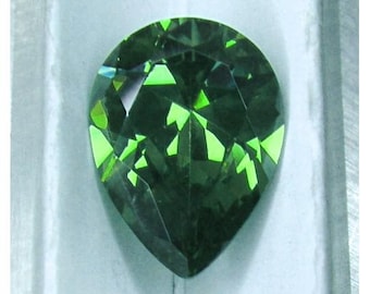 RARE large Chrysoberyl"natural untreated" VVS clean finest intense green color precision cut pear shape gem from Sri Lanka 13.70ct.