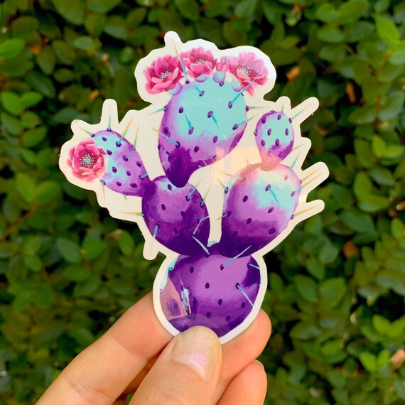 Lila Kaktusfeigenaufkleber - Etsy.de