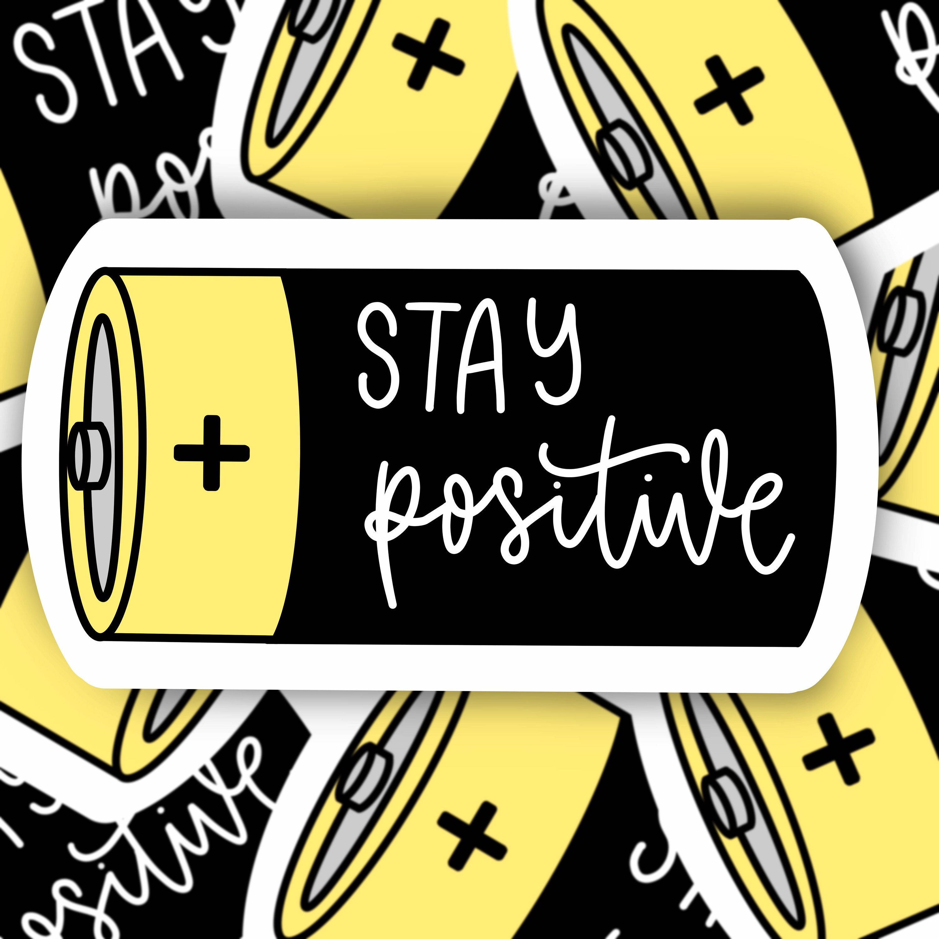 Stay Positive battery mental health sticker | Etsy