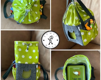 Tasche für Toniebox & Tonies - praktisch und schön für unterwegs (Tonieboxtasche) personalisierbar / maigrün - weiß - Punkte