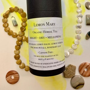 Lemon Mary Herbal Tea Blend - Organic loose leaf tea in sustainable canister - Mildly medicinal, deliciously sippable