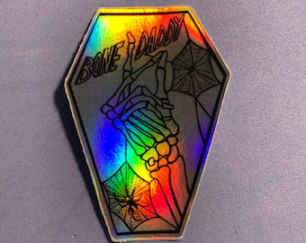Bone Daddy Sticker - 2x3 inch holographic skeleton sticker