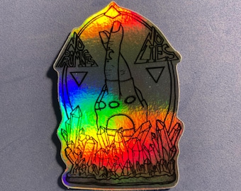 No Promises No Lies Sticker - 2x3 inch holographic hand and crystal