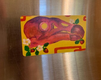 Neon Vulture Skull Magnet – Wild Strawberry Refrigerator Art