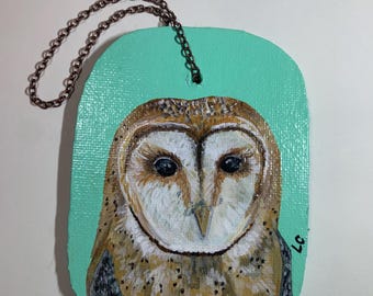 Barn Owl Ornament - Hand-Painted Acrylic Portrait