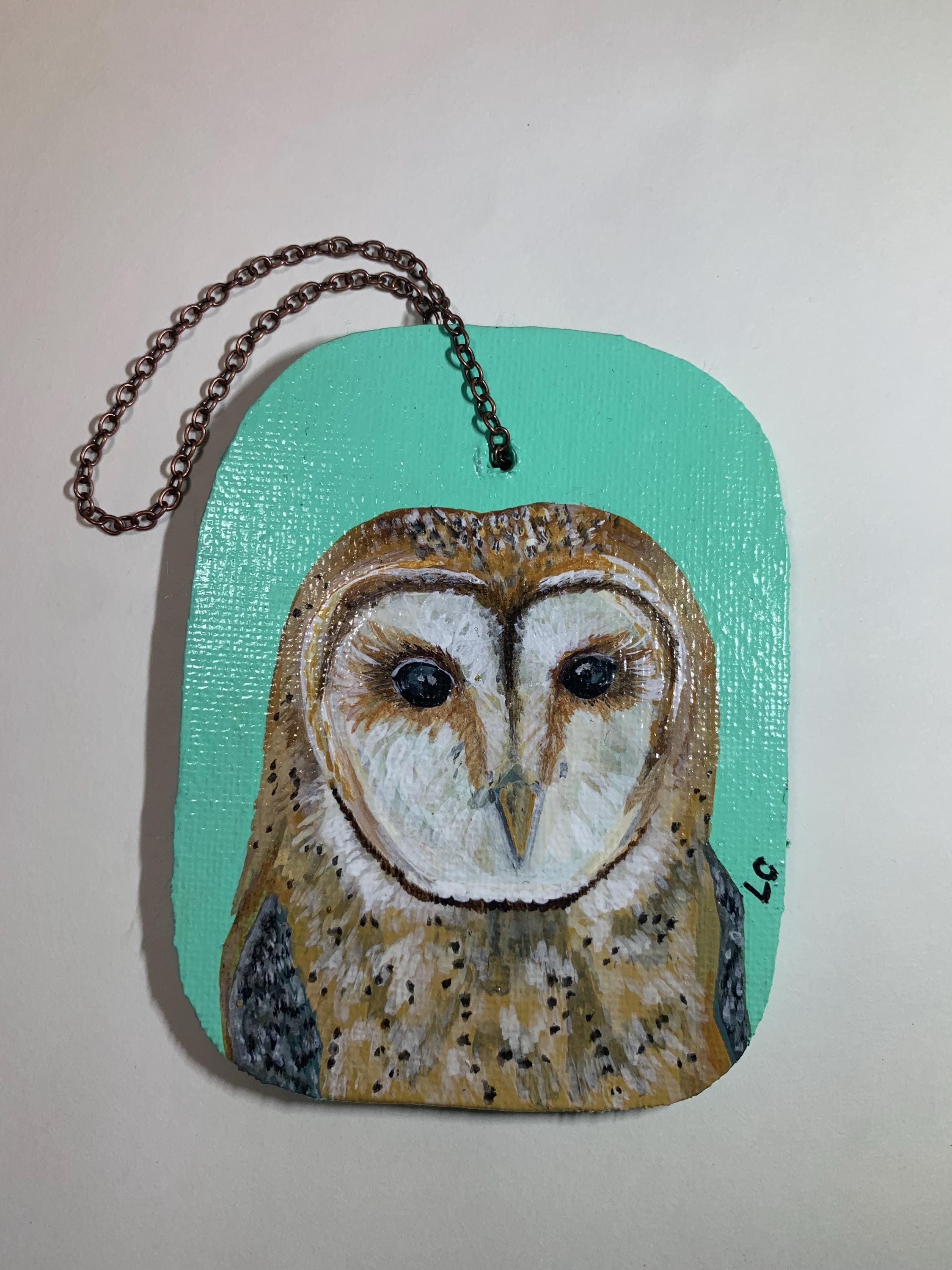 Barn Owl Ornament - Hand-Painted Acrylic Portrait