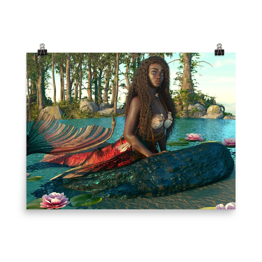 Mermaid Poster Art Mermaid Wall Decor African Fantasy - Etsy