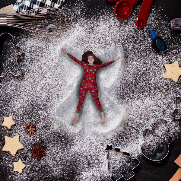 Christmas Cookies Snow Angel Composite with movable Snow Angel PNG Christmas Digital backdrop Holiday Backdrop background