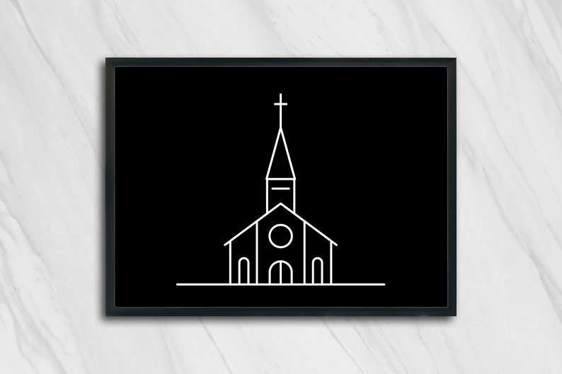 Elegant kyrka SVG-paket, utsmyckade linjekonstdesigner, Cricut- och silhuettklippfiler, vektor EPS och PNG, kristen kapellväggkonst bild 4