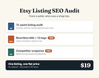 Etsy Listing SEO Audit | Rewritten Title and 13 Tags, Competitor Report, 48h Delivery