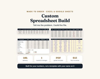Custom Spreadsheet Build: Excel/Google Sheets Business Tracker (48h Delivery)