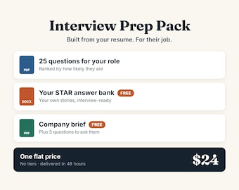Interview Prep Pack | Custom Questions, STAR Answer Bank, Company Research Brief, 48h Delivery