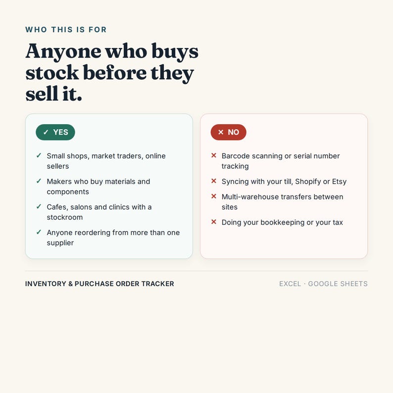 Inventory and Purchase Order Tracker, Excel Google Sheets, Stock Reorder Point and Supplier Lead Time, Stock Valuation (Digital Download) immagine 15