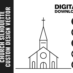 Elegant kyrka SVG-paket, utsmyckade linjekonstdesigner, Cricut- och silhuettklippfiler, vektor EPS och PNG, kristen kapellväggkonst bild 1