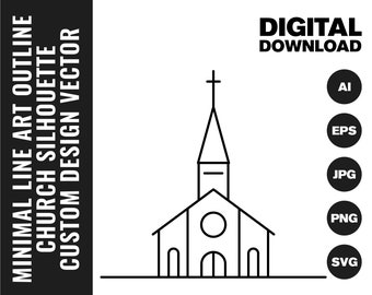 Elegant Church SVG Bundle, Ornate Line Art Designs, Cricut and Silhouette Cut Files, Vector EPS and PNG, Christian Chapel Wall Art