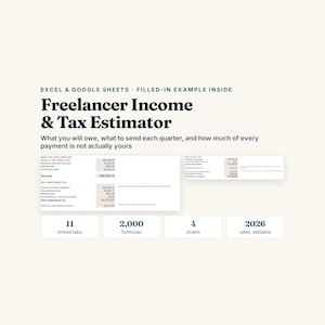 Freelancer Tax Estimator (Excel, Google Sheets) Income Tracker imagen 1