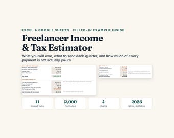 Freelancer Tax Estimator (Excel, Google Sheets) Income Tracker