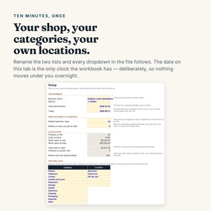Inventory and Purchase Order Tracker, Excel Google Sheets, Stock Reorder Point and Supplier Lead Time, Stock Valuation (Digital Download) immagine 13