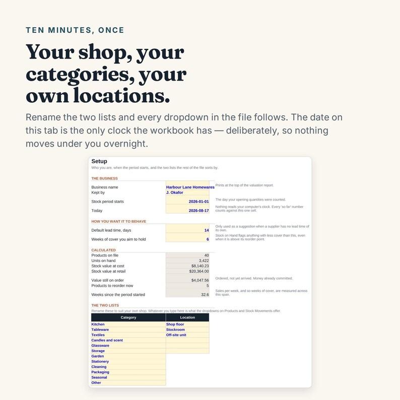 Inventory and Purchase Order Tracker, Excel Google Sheets, Stock Reorder Point and Supplier Lead Time, Stock Valuation (Digital Download) immagine 13