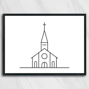 Elegant kyrka SVG-paket, utsmyckade linjekonstdesigner, Cricut- och silhuettklippfiler, vektor EPS och PNG, kristen kapellväggkonst bild 3
