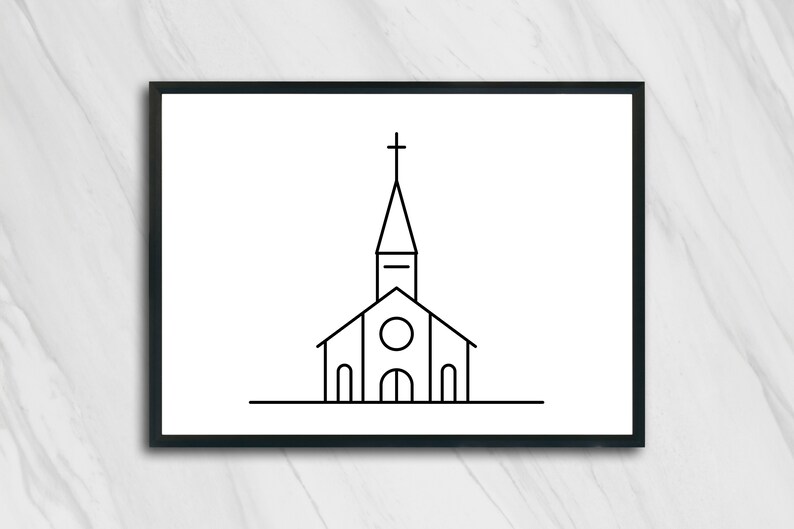 Elegant kyrka SVG-paket, utsmyckade linjekonstdesigner, Cricut- och silhuettklippfiler, vektor EPS och PNG, kristen kapellväggkonst bild 3