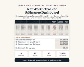 Net Worth Tracker Spreadsheet: Excel & Google Sheets Finance Dashboard