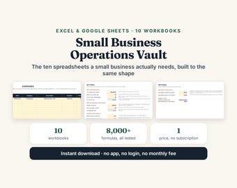 Small Business Operations Vault: 10 Excel & Google Sheets Templates (Digital Download)