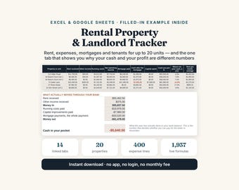 Rental Property Tracker: Excel, Google Sheets Landlord Spreadsheet (Digital Download)