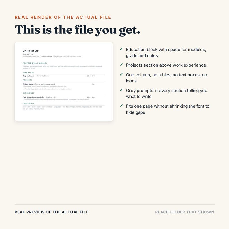Graduate CV Template | Resume for First Job, Word, Google Docs (Instant Download) bild 4