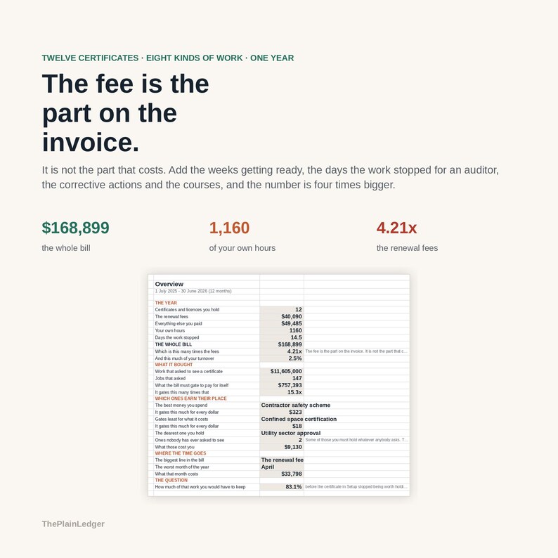 Compliance & Certification Cost Tracker Spreadsheet | True Cost of Accreditation Excel Google Sheets Template | Audit and Renewal Log bild 2