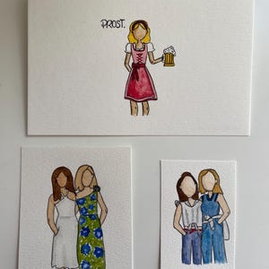 Benutzerdefinierte Aquarell Porträt Aquarell Postkarte Familien Porträt Brautjungfern Geschenke Gesichtsloses Porträt Geschenke für sie Geschenke für ihn