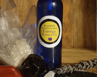 WychOils Hand Crafted Energy Protection Essential Oil Spray, 60ml,rosemary, pine, sage, frankincense, patchouli. Energy protection oil