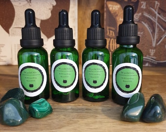 Huile à barbe infusée de cristaux, huiles essentielles, parfum bois de cèdre et bois de santal