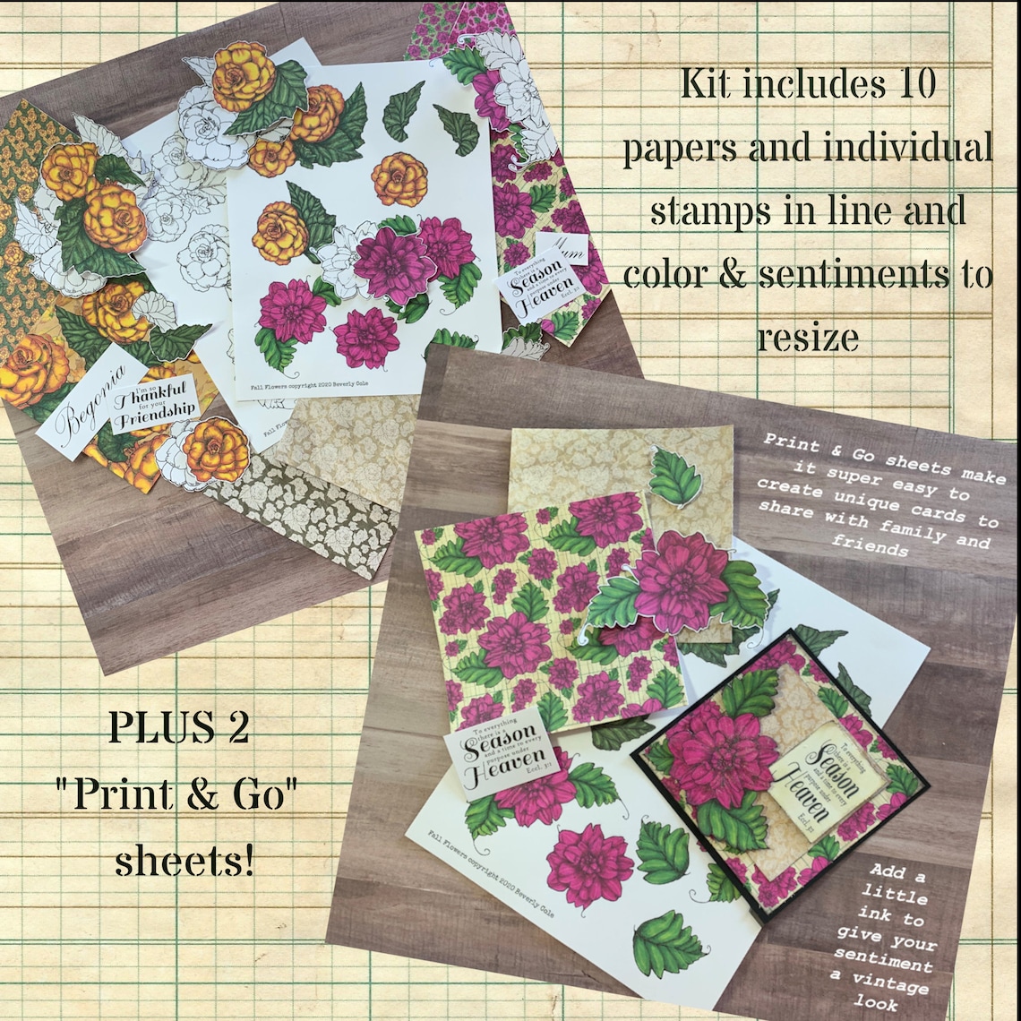 Fall Flowers Stamp & Paper Crafting Kit 18 Stamps Ten image 0