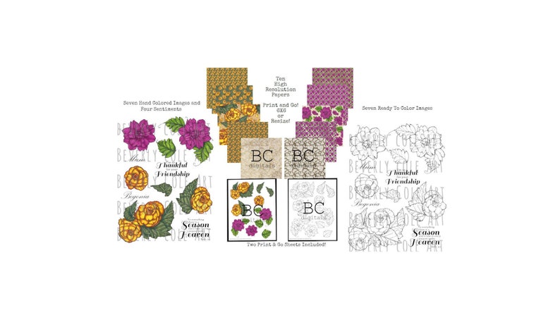 Fall Flowers Stamp & Paper Crafting Kit 18 Stamps Ten image 0