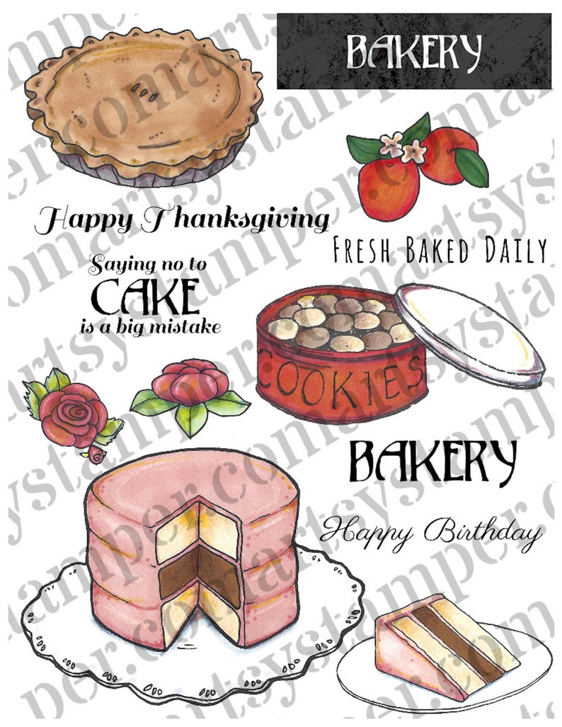 Beverly's Bakery Stamp Set including 2 BONUS line images image 0