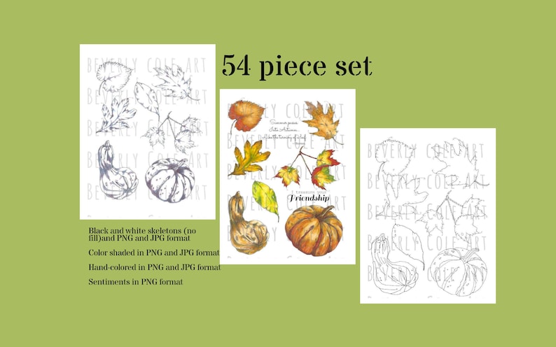 Autumn's Gifts Stamp Set for collage cards scrapbooking image 0