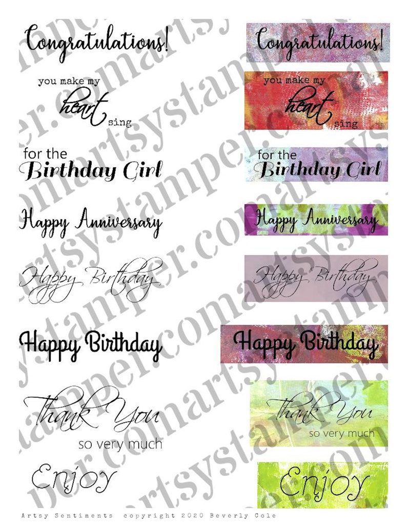 Artsy Sentiments Stamp Set with or without backgrounds. Easy image 1