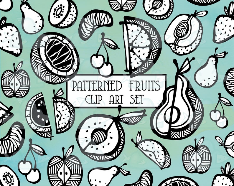 linework fruit clipart logo and design graphics planner sticker printables PNG JPEG fruit SVG Fruit clipart