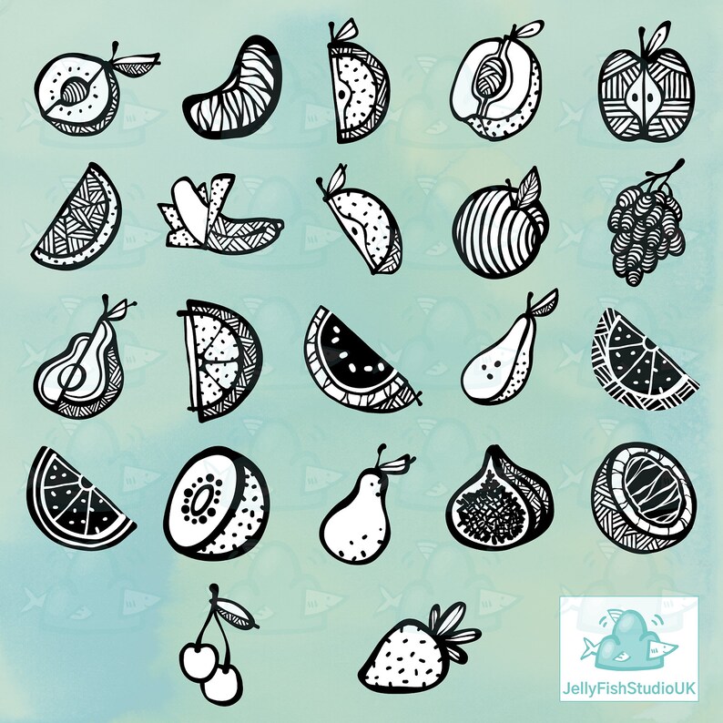 linework fruit clipart logo and design graphics planner sticker printables PNG JPEG fruit SVG Fruit clipart