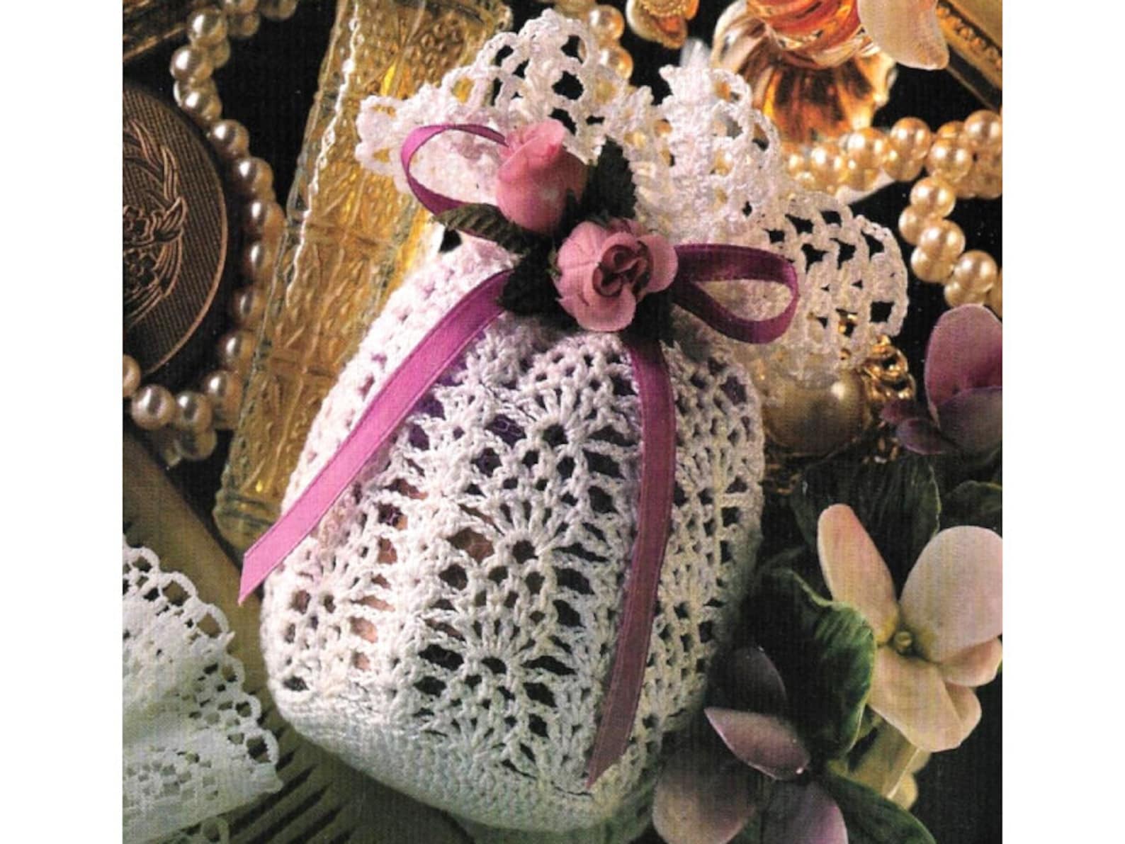 Hand Crocheted Lace Bridal Bag Sachet Sack Potpourri Pouch Etsy