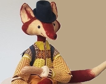 Muñeca de terapia para el regazo de Mister Fox - OOAK Waldorf de fieltro de lana, suave, hecha a mano, regalo para cualquier ocasión, 36" de alto