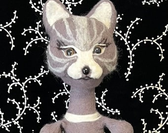 Muñeca de terapia de regazo Mister/o Misses CAT- OOAK Waldorf de lana afieltrada, textil suave hecho a mano, regalo para cualquier ocasión, 3 pies de alto
