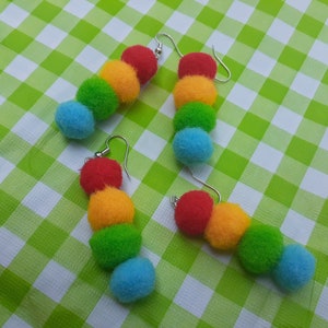 Rainbow Pom-Pom Earrings