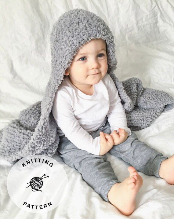KNITTING PATTERN Baby Blanket Knit Pattern Hooded Blanket Etsy