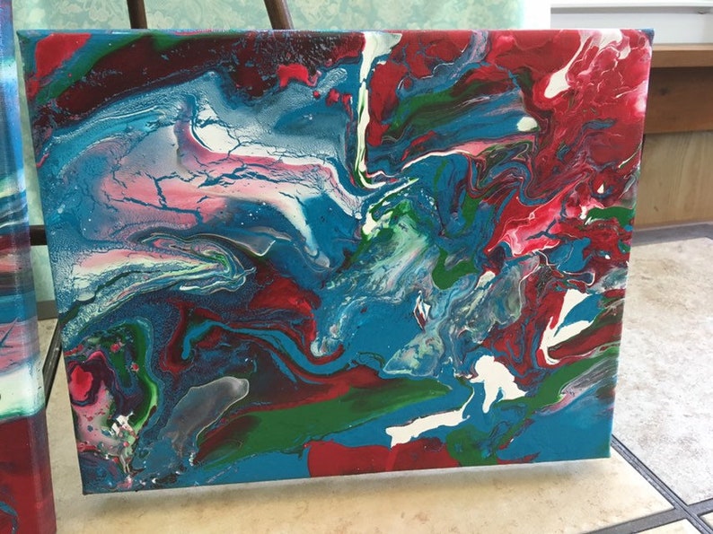 8x10 original acrylic pour painting thick canvas fluid art Etsy