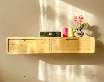 Floating Console Table With Drawers, Hallway Wooden Table, Entryway Table, Solid Wood Table, Makeup Organizer, Dressing Table, Mounted Wall