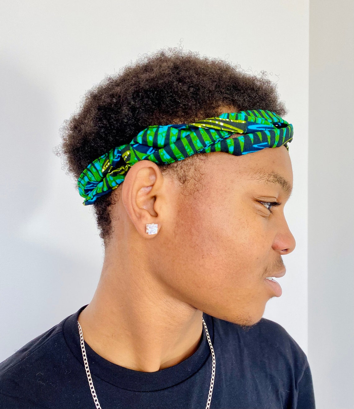 Green African Fabric Headband for Men Etsy