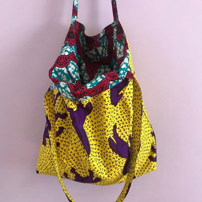 Reversible African print tote bag