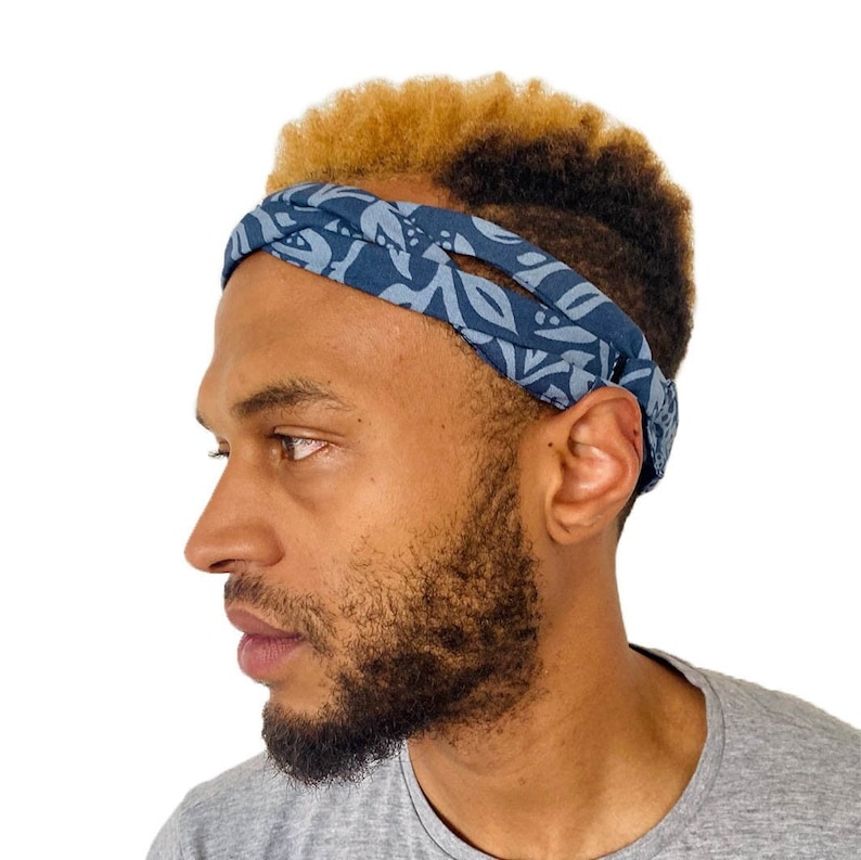 Men's Headband Blue William Morris Style Print image 1